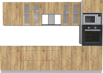 Готовая кухня Интерлиния Мила 3.0 ВТ без столешницы (дуб золотой/дуб золотой)