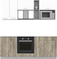 Кухонный гарнитур Интерлиния Мила 2.0 ВТ без столешницы (белый платинум/дуб серый) - 