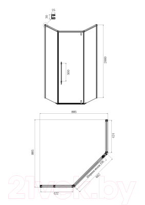 Душевой уголок Ambassador Ritz 90x90x200 / 112011102