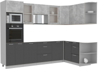 Готовая кухня Интерлиния Мила 1.68x2.8 правая без столешницы (бетон/антрацит) - 