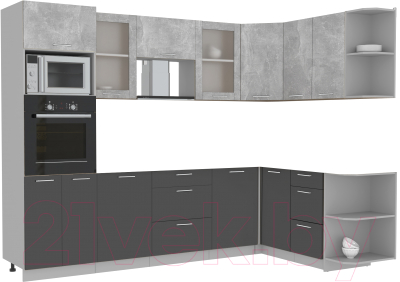 Готовая кухня Интерлиния Мила 1.68x2.8 правая без столешницы (бетон/антрацит)