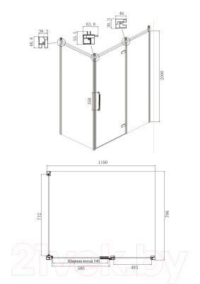 Душевой уголок Ambassador Royal 120x80x200 / 18015110-L