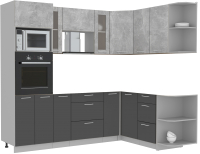 Кухонный гарнитур Интерлиния Мила 1.68x2.4 правая без столешницы (бетон/антрацит) - 