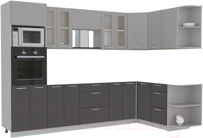 Кухонный гарнитур Интерлиния Мила 1.68x3.0 правая без столешницы