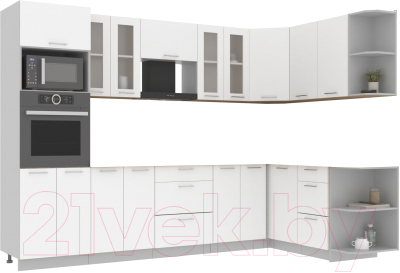 Готовая кухня Интерлиния Мила 1.68x3.0 правая без столешницы (белый платинум)