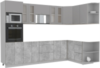Кухонный гарнитур Интерлиния Мила 1.68x3.0 правая без столешницы (серебристый/бетон) - 