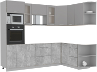 Кухонный гарнитур Интерлиния Мила 1.68x2.6 правая без столешницы (серебристый/бетон) - 