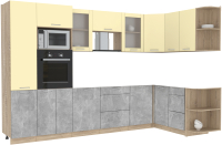 Кухонный гарнитур Интерлиния Мила 1.68x3.2 правая без столешницы (ваниль/бетон) - 