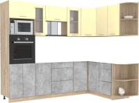 Кухонный гарнитур Интерлиния Мила 1.68x2.6 правая без столешницы (ваниль/бетон) - 