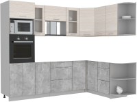 Готовая кухня Интерлиния Мила 1.68x2.6 правая без столешницы (вудлайн кремовый/бетон) - 