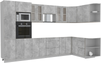 Готовая кухня Интерлиния Мила 1.68x3.4 правая без столешницы (бетон/бетон) - 