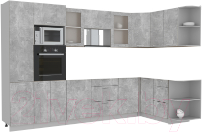 Кухонный гарнитур Интерлиния Мила 1.68x3.2 правая без столешницы (бетон/бетон)