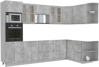 Кухонный гарнитур Интерлиния Мила 1.68x3.0 правая без столешницы (бетон/бетон) - 