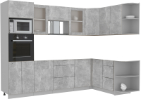 Кухонный гарнитур Интерлиния Мила 1.68x2.8 правая без столешницы (бетон/бетон) - 