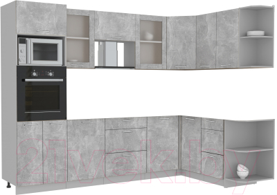 Готовая кухня Интерлиния Мила 1.68x2.8 правая без столешницы (бетон/бетон)