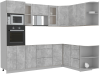 Готовая кухня Интерлиния Мила 1.68x2.6 правая без столешницы (бетон/бетон) - 