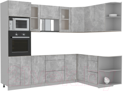 Готовая кухня Интерлиния Мила 1.68x2.6 правая без столешницы (бетон/бетон)