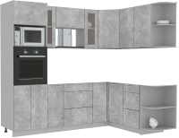 Кухонный гарнитур Интерлиния Мила 1.68x2.4 правая без столешницы (бетон/бетон) - 