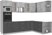 Кухонный гарнитур Интерлиния Мила 1.88x2.8 правая без столешницы (бетон/антрацит) - 