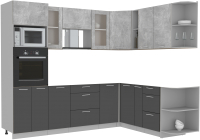 Кухонный гарнитур Интерлиния Мила 1.88x2.6 правая без столешницы (бетон/антрацит) - 