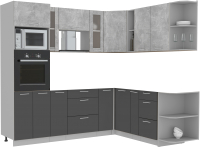 Кухонный гарнитур Интерлиния Мила 1.88x2.4 правая без столешницы (бетон/антрацит) - 