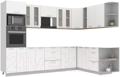 Готовая кухня Интерлиния Мила 1.88x3.0 правая без столешницы (белый платинум)
