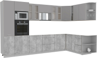 Кухонный гарнитур Интерлиния Мила 1.88x3.4 правая без столешницы (серебристый/бетон) - 