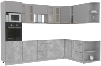 Кухонный гарнитур Интерлиния Мила 1.88x3.0 правая без столешницы (серебристый/бетон) - 