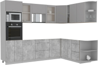 Кухонный гарнитур Интерлиния Мила 1.88x2.8 правая без столешницы (серебристый/бетон) - 