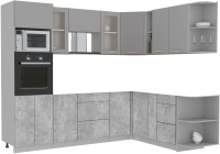 Кухонный гарнитур Интерлиния Мила 1.88x2.6 правая без столешницы (серебристый/бетон) - 