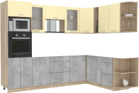 Кухонный гарнитур Интерлиния Мила 1.88x2.8 правая без столешницы (ваниль/бетон) - 