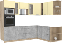 Кухонный гарнитур Интерлиния Мила 1.88x2.6 правая без столешницы (ваниль/бетон) - 