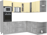 Кухонный гарнитур Интерлиния Мила 1.88x2.4 правая без столешницы (ваниль/бетон) - 