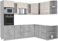 Кухонный гарнитур Интерлиния Мила 1.88x2.6 правая без столешницы (вудлайн кремовый/бетон) - 