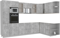 Готовая кухня Интерлиния Мила 1.88x3.2 правая без столешницы (бетон/бетон) - 