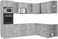 Готовая кухня Интерлиния Мила 1.88x2.8 правая без столешницы (бетон/бетон) - 