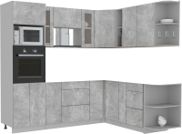 Готовая кухня Интерлиния Мила 1.88x2.4 правая без столешницы (бетон/бетон) - 