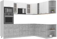 Готовая кухня Интерлиния Мила 1.88x2.6 правая без столешницы (белый платинум/бетон) - 