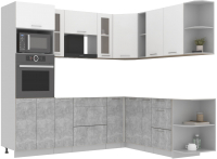 Кухонный гарнитур Интерлиния Мила 1.88x2.4 правая без столешницы (белый платинум/бетон) - 