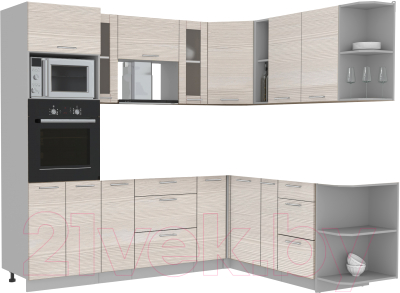 Готовая кухня Интерлиния Мила 1.88x2.4 правая без столешницы (вудлайн кремовый/вудлайн кремовый)