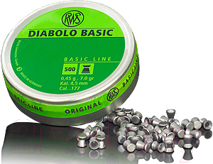 Пульки для пневматики RWS Diabolo Basic 4.5мм 0.45гр (500шт)