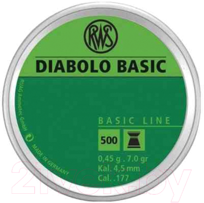 Пульки для пневматики RWS Diabolo Basic 4.5мм 0.45гр (500шт)