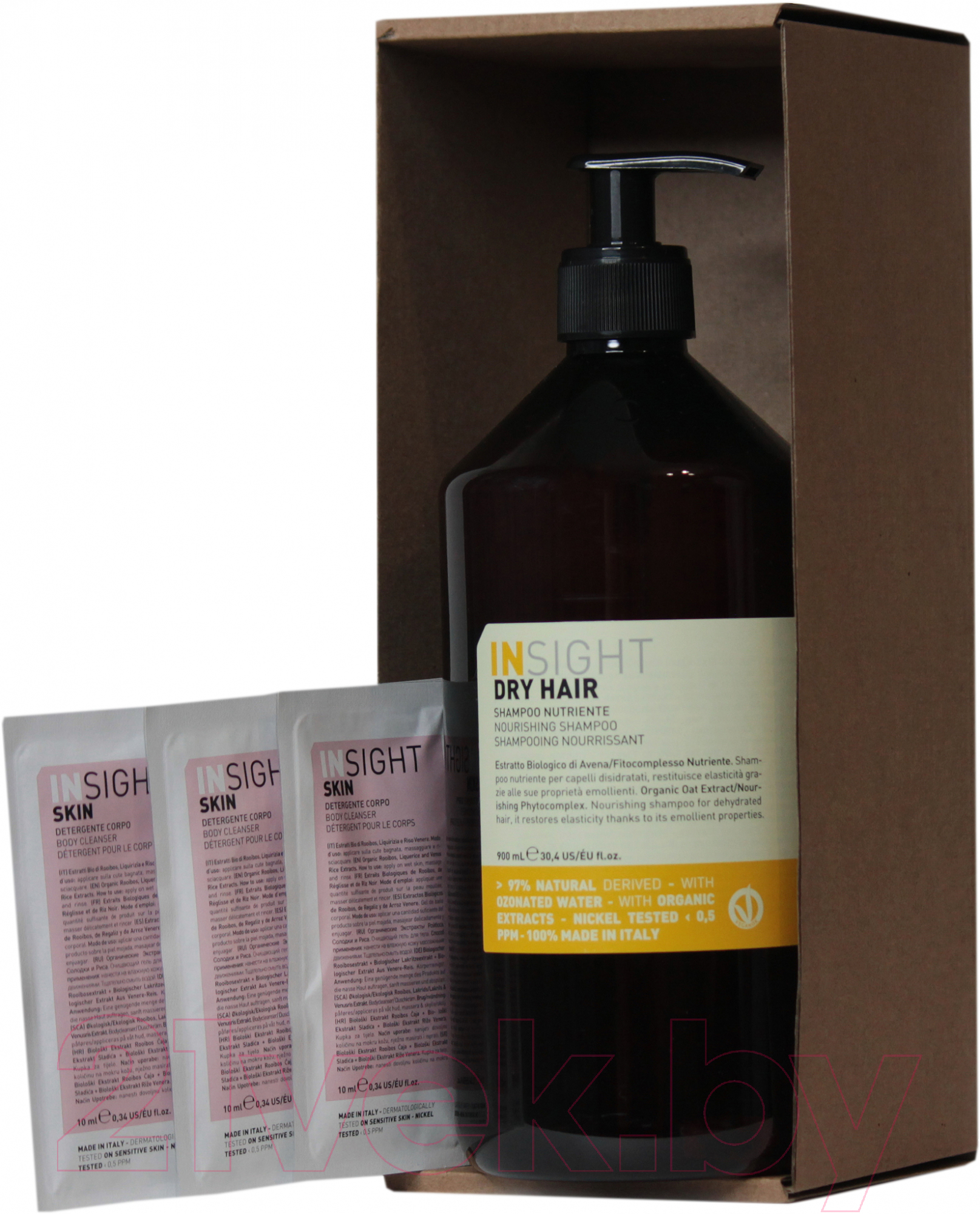 Набор косметики для тела и волос Insight Шампунь Dry Hair 900мл+Гель-крем для тела PMIN020 3x10мл