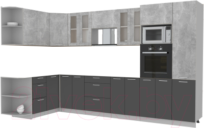 Готовая кухня Интерлиния Мила 1.68x3.4 левая без столешницы (бетон/антрацит)