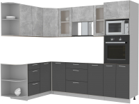 Кухонный гарнитур Интерлиния Мила 1.68x2.6 левая без столешницы (бетон/антрацит) - 