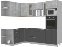 Кухонный гарнитур Интерлиния Мила 1.68x2.4 левая без столешницы (бетон/антрацит) - 