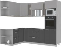 Кухонный гарнитур Интерлиния Мила 1.68x2.4 левая без столешницы (серебристый/антрацит) - 