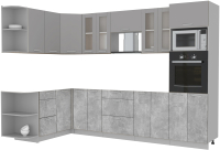 Кухонный гарнитур Интерлиния Мила 1.68x3.0 левая без столешницы (серебристый/бетон) - 