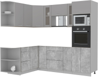 Готовая кухня Интерлиния Мила 1.68x2.4 левая без столешницы (серебристый/бетон) - 