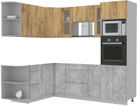 Готовая кухня Интерлиния Мила 1.68x2.4 левая без столешницы (дуб золотой/бетон) - 
